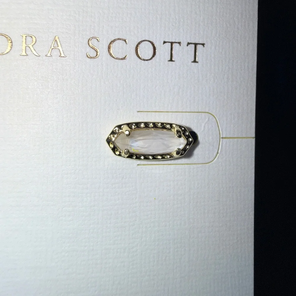 Kendra Scott Stud Earrings Womens OS Gold White Shell NEW 14k Gold Plated Brass